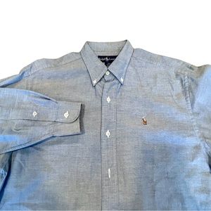 Ralph Lauren Shirt Boys Blue Button-Up Shirt Long Sleeve Size 10 Pony Horse